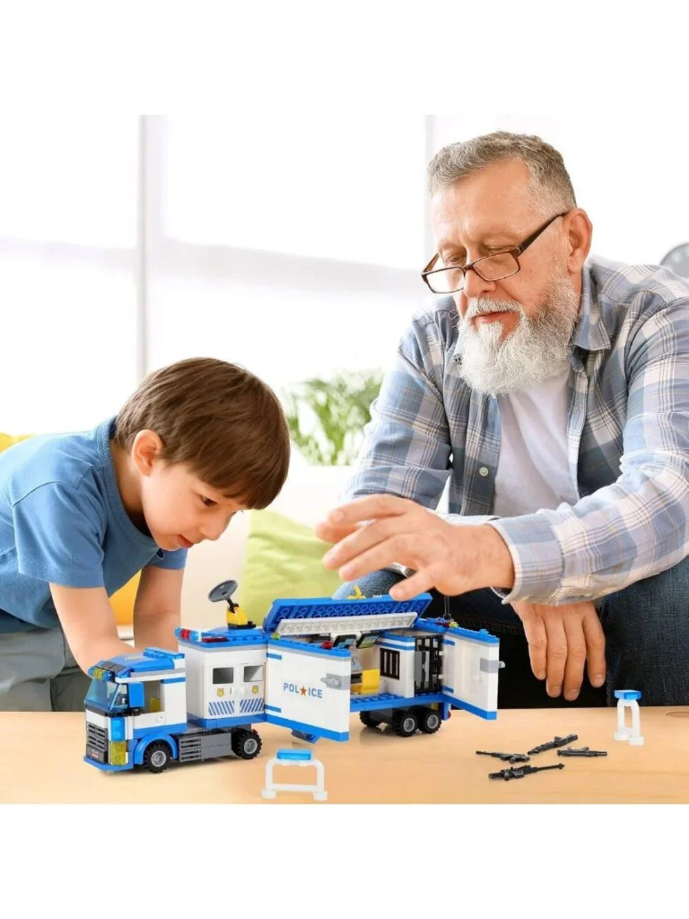 Mobile Command Center Truck Building Blocks Set - Police Unit with Prison & Cop